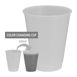 Pack de 10 Vasos con cambio de color al contacto con bebidas frías. De 500 ml de capacidad. Con acabado translúcido mate y fabricado en resistente material PP.