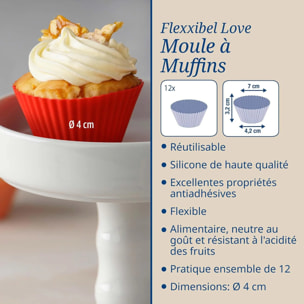 Lot de 12 caissettes muffins en silicone 7 cm Dr. Oetker Flexxibel Love