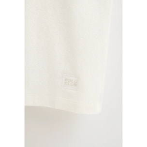 Maglietta cotolino ecrù a maniche corte con logo Polo Club