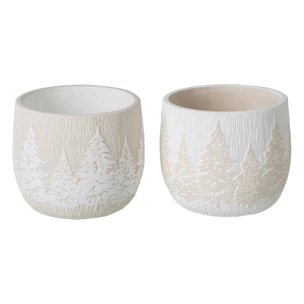 J-Line cache-pots - ciment - blanc/beige clair - large - assortiment de 2