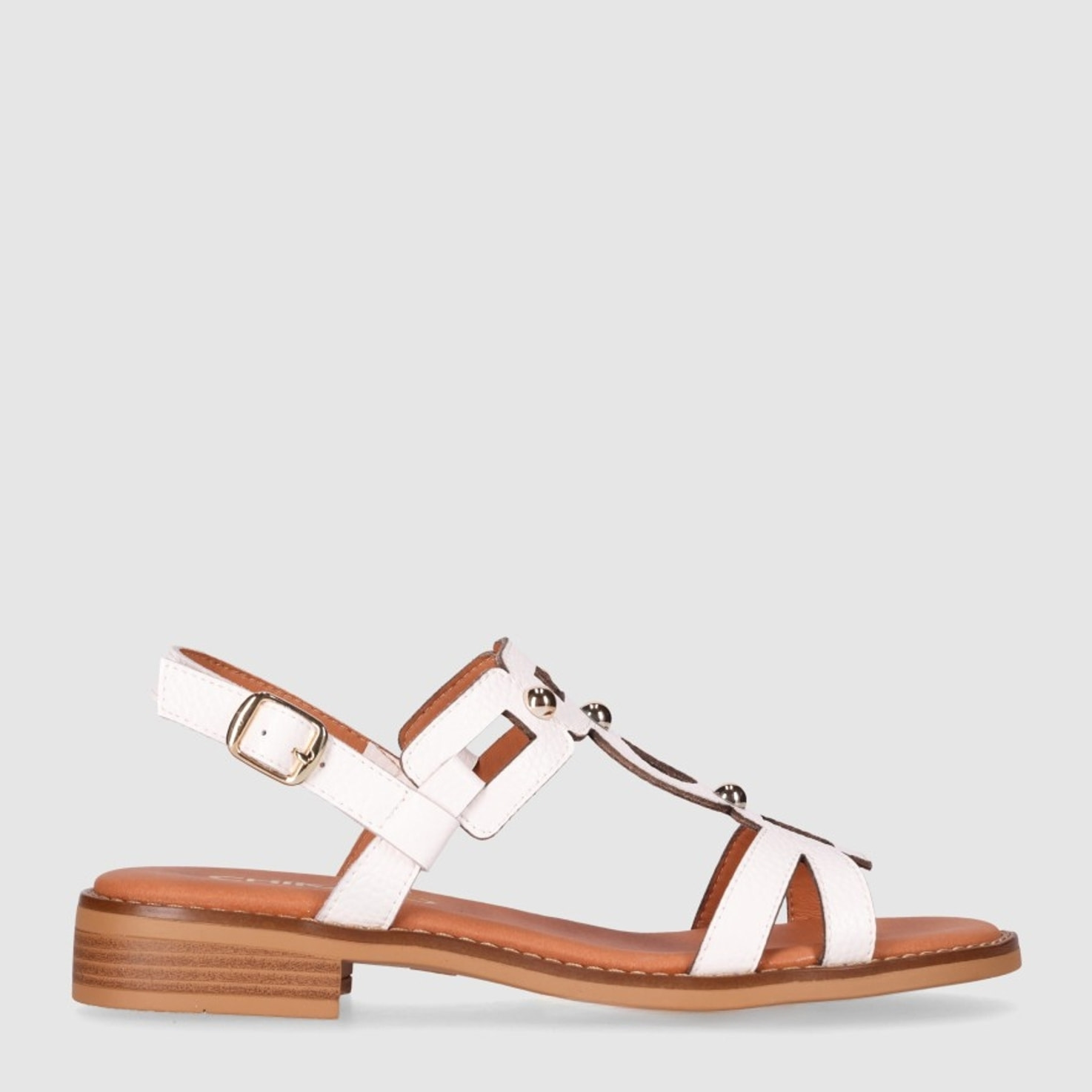 Sandalias de Piel - Blanco - Tacón: 1 cm