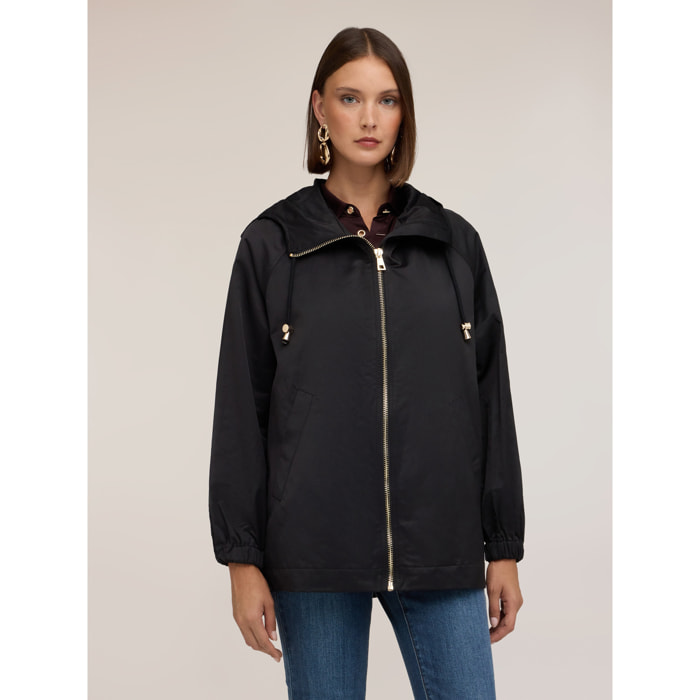 Motivi - Parka de mezcla de algodón con capucha - Negro