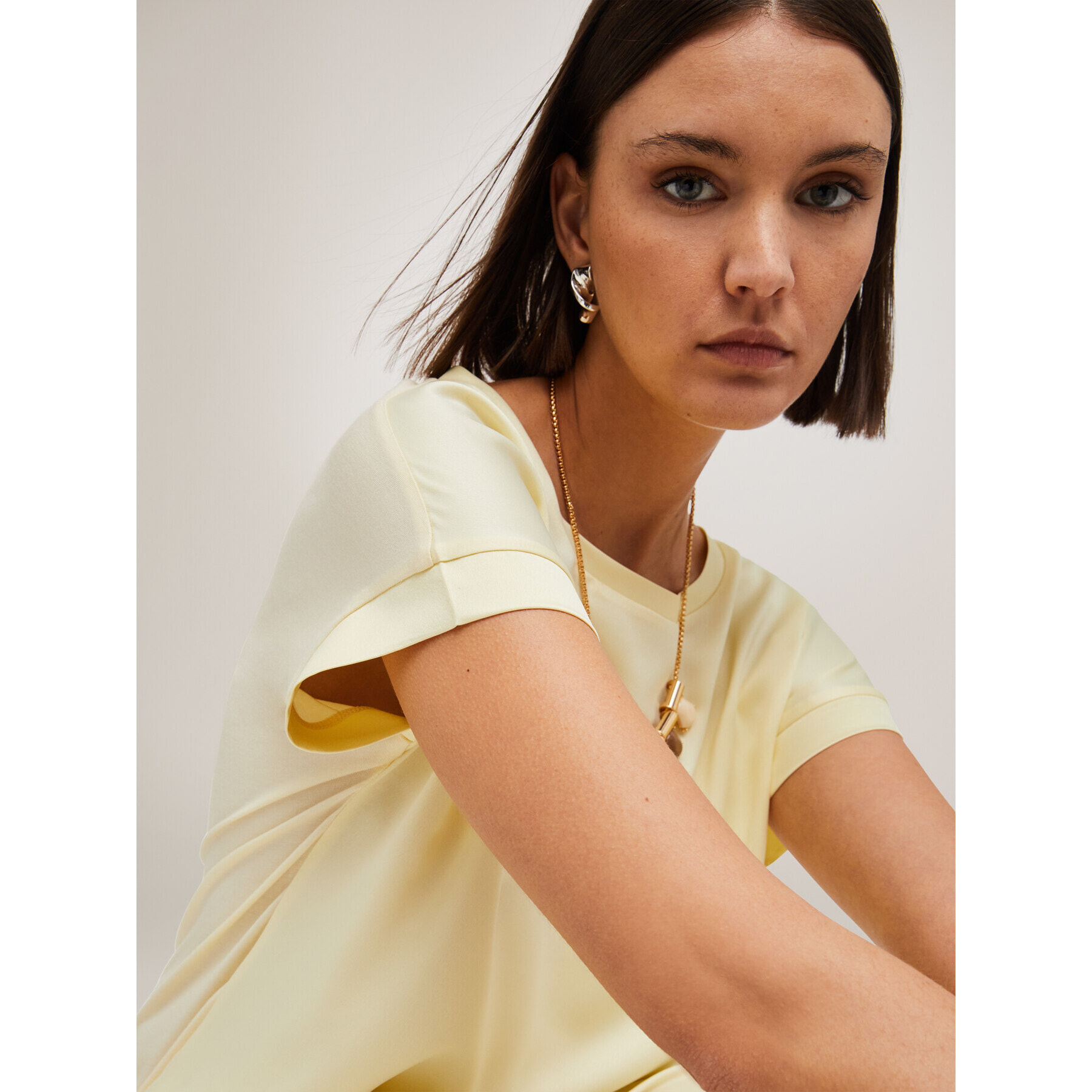 Motivi - Camiseta bimaterial - Amarillo
