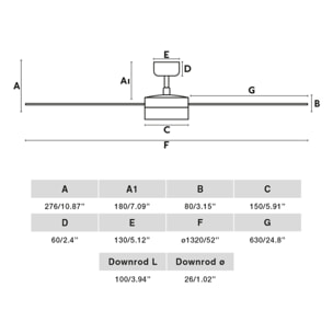 RUDDER L LED Ventilatore bianco/frassino