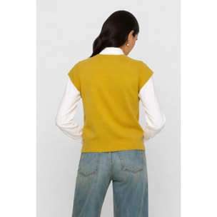 Kocca - Gilet in maglia di viscosa con bottoni e spille decorative Donna