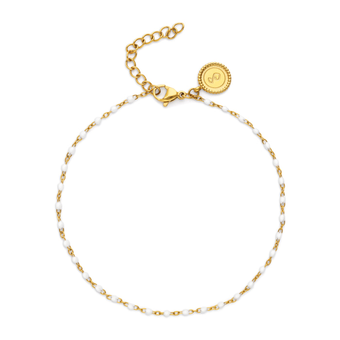 Cavigliera Dots Bianco Acciao Placcato Oro
