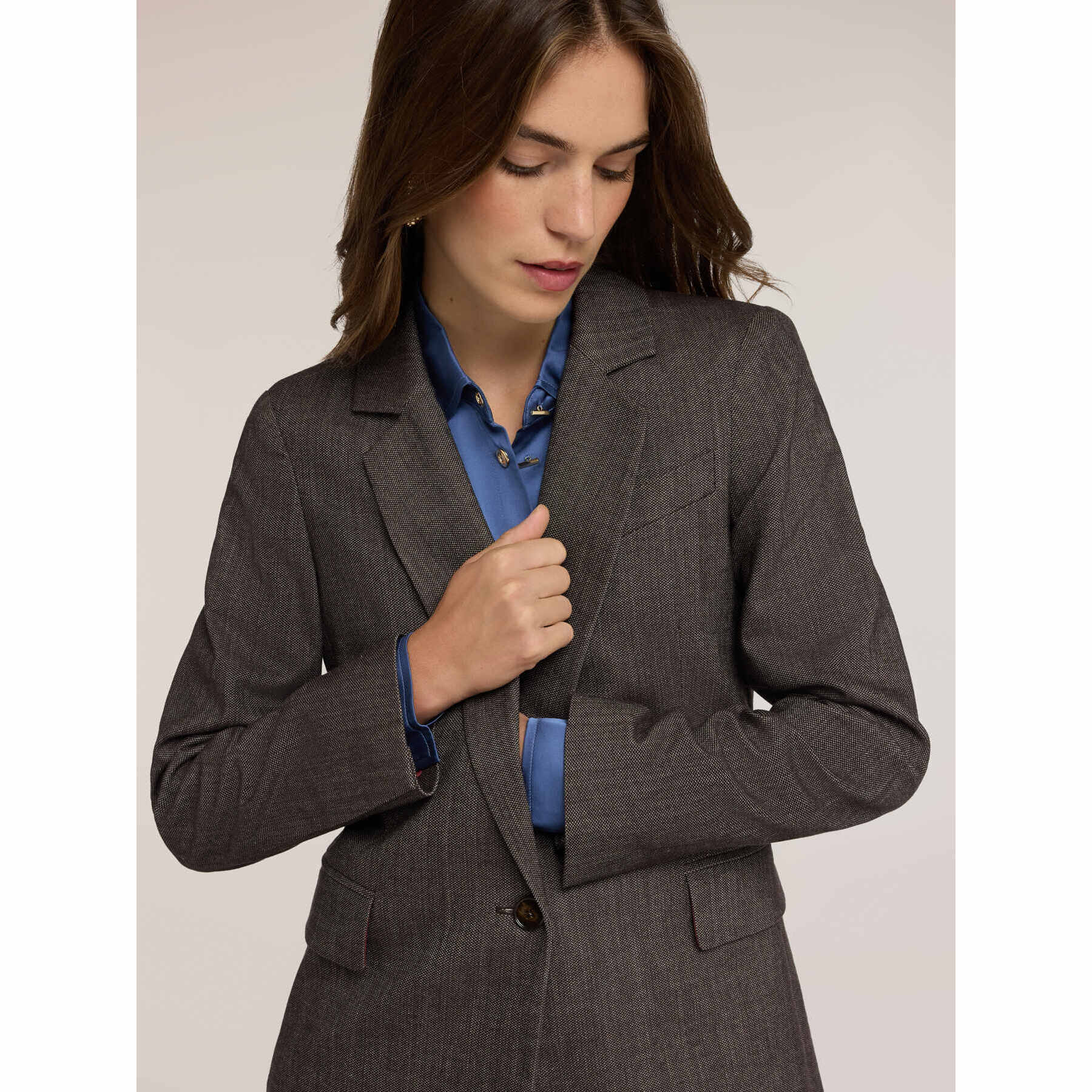 Motivi - Blazer tinto filo misto cotone - Grigio
