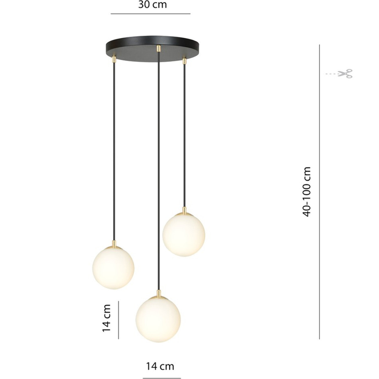 Lampada a sospensione ROYAL in metallo nero e oro