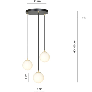 Lampada a sospensione ROYAL in metallo nero e oro