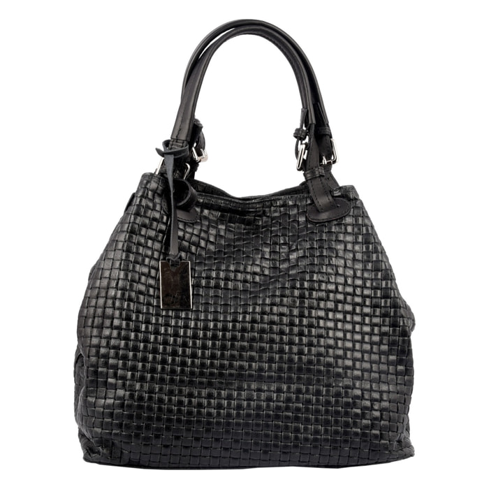 Borse Donna colore Nero-in pelle Made in Italy 31x29xx32cm