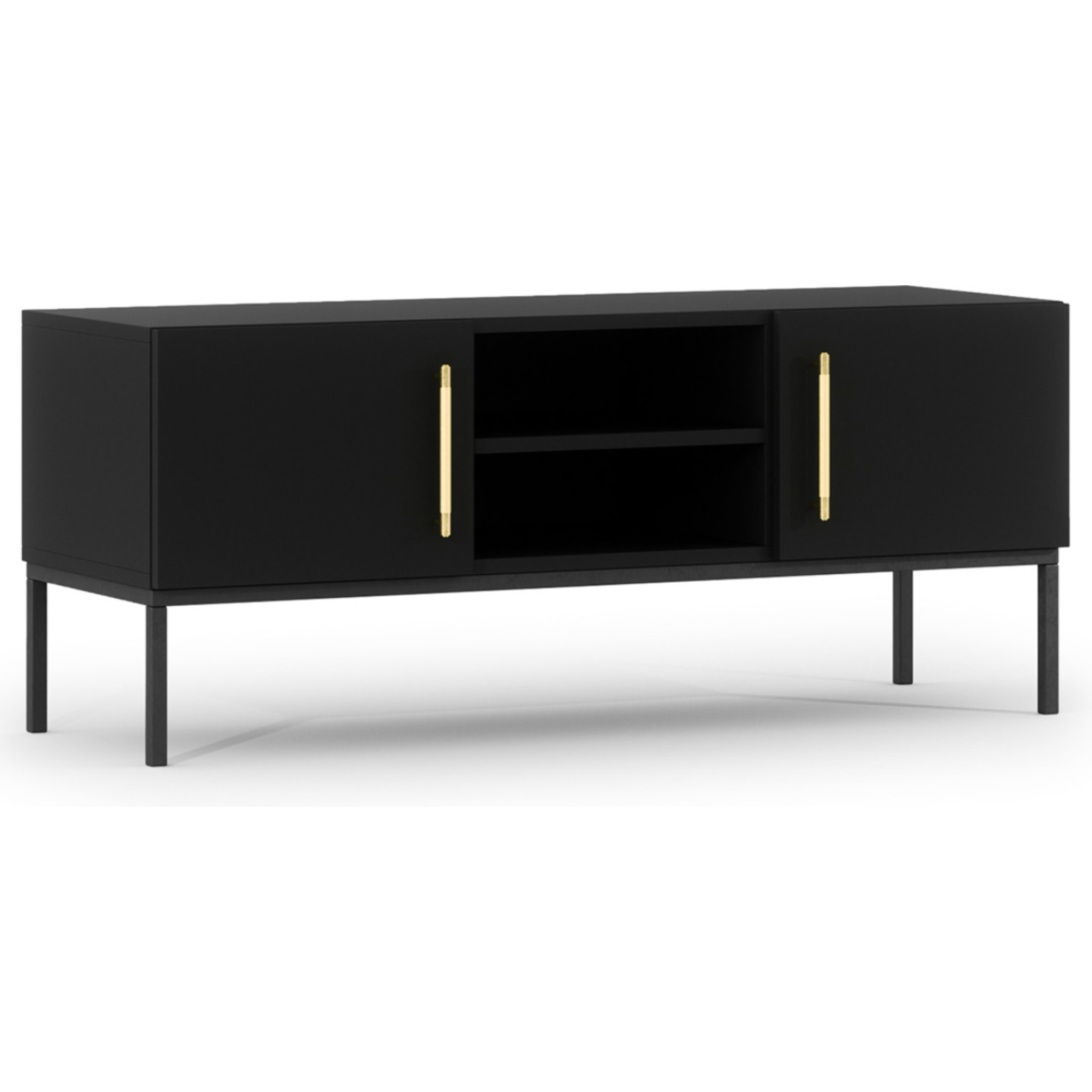 Felicia - meuble tv - noir - 2 portes et 2 niches - 120 cm - Noir