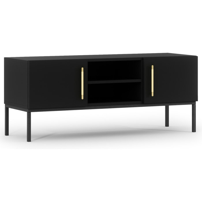 Felicia - meuble tv - noir - 2 portes et 2 niches - 120 cm - Noir