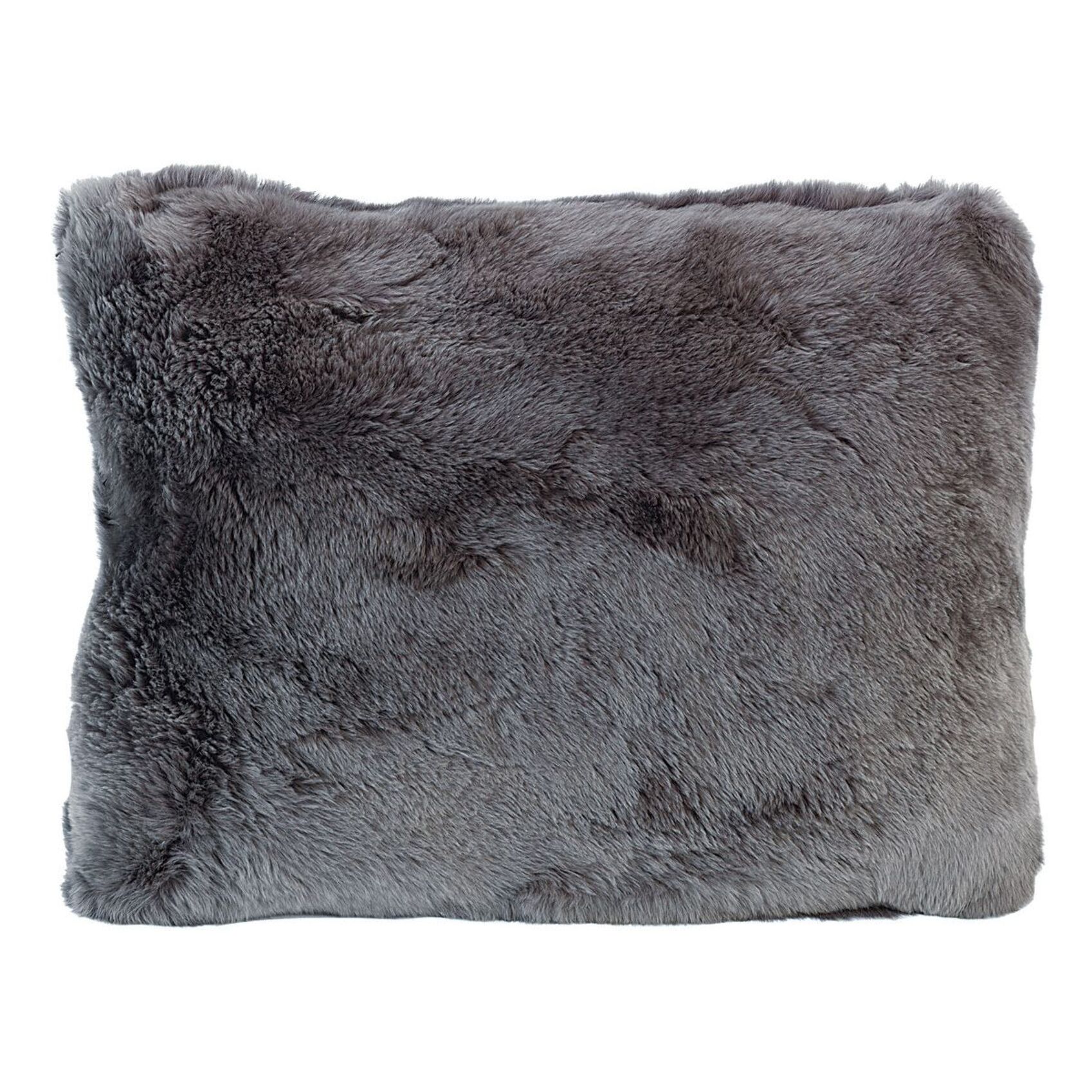 Coussin en rex rabbit gris 30x40cm