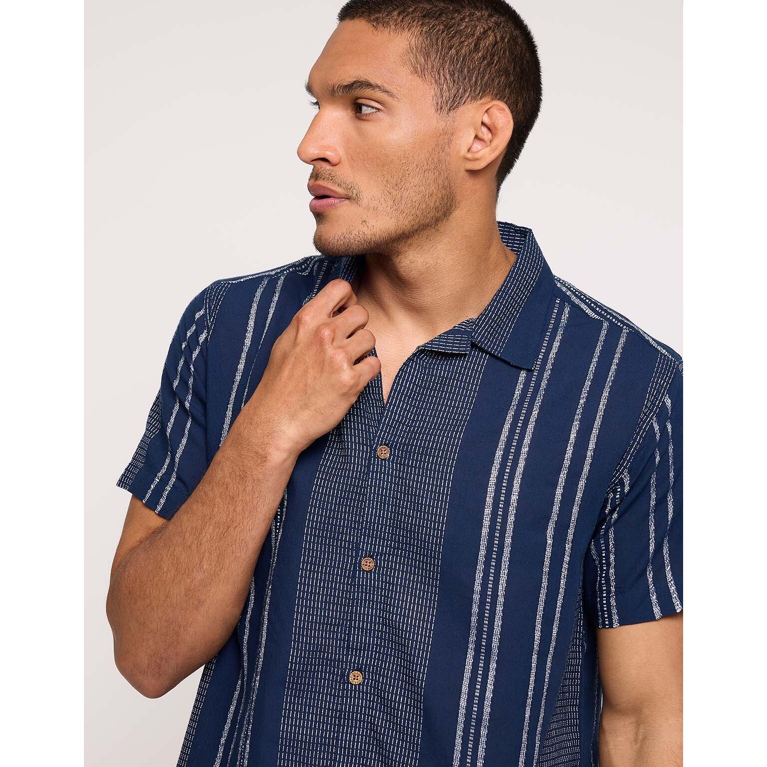Camisa Manga Corta Azul Marino - Linito