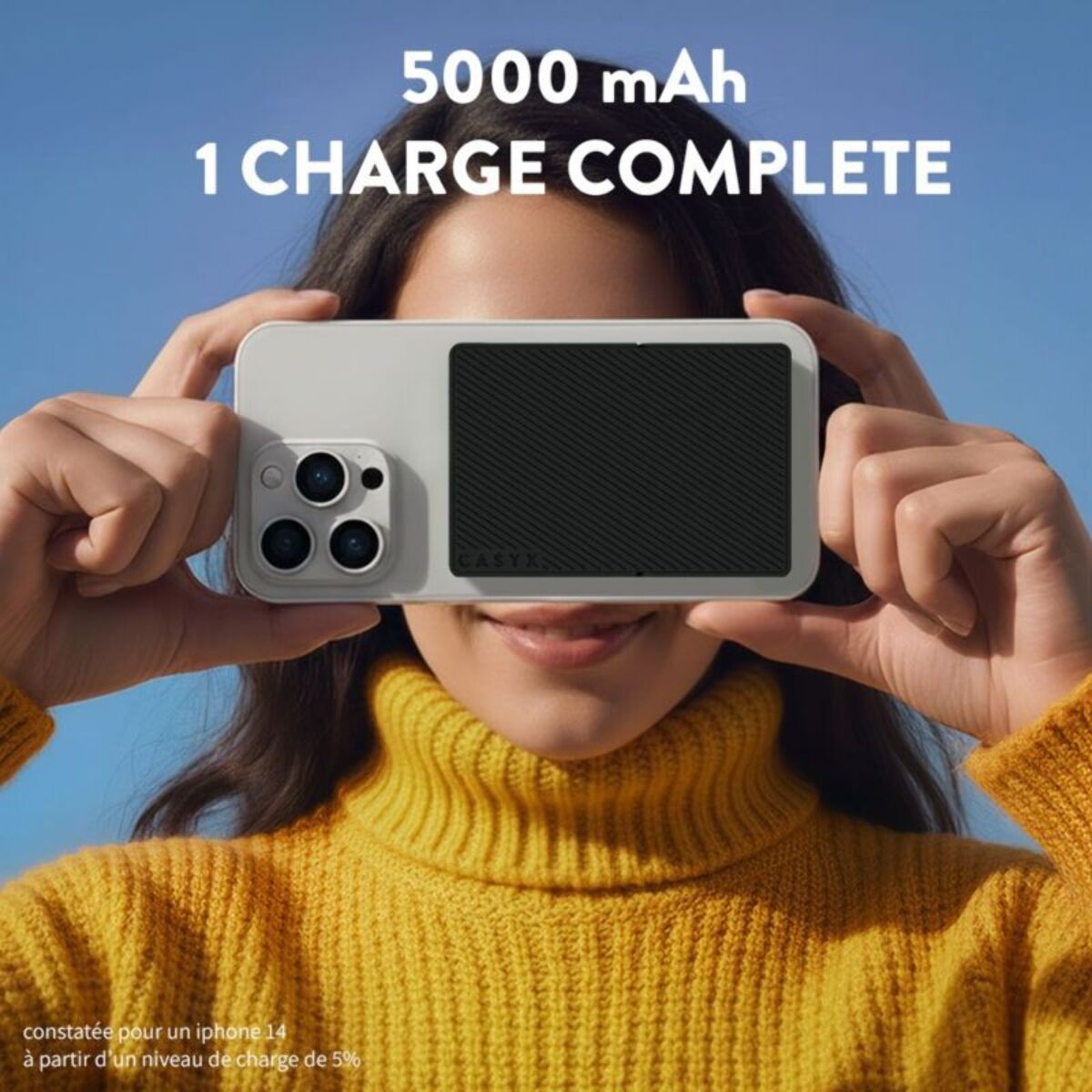 Batterie externe CASYX 5000 mAh Qi2 MagSafe avec bequille noir