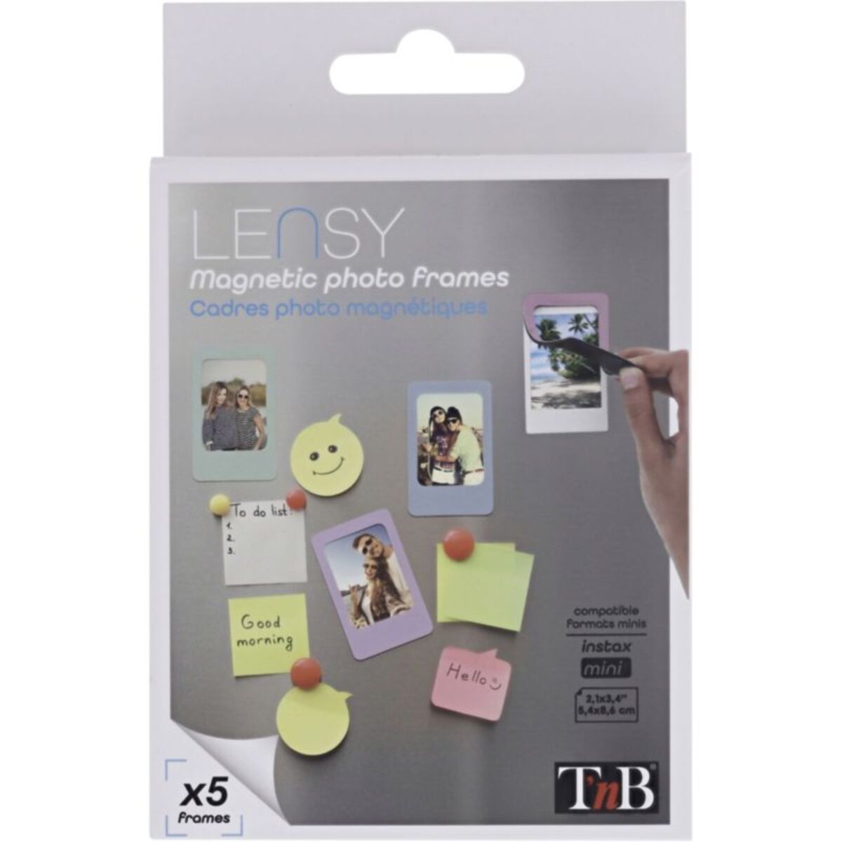 Cadre photo TNB x 5 violet-rose-gris clair- vert et bleu