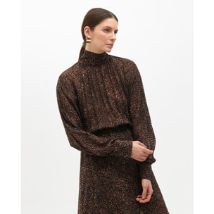 Vestito a collo alto animalier