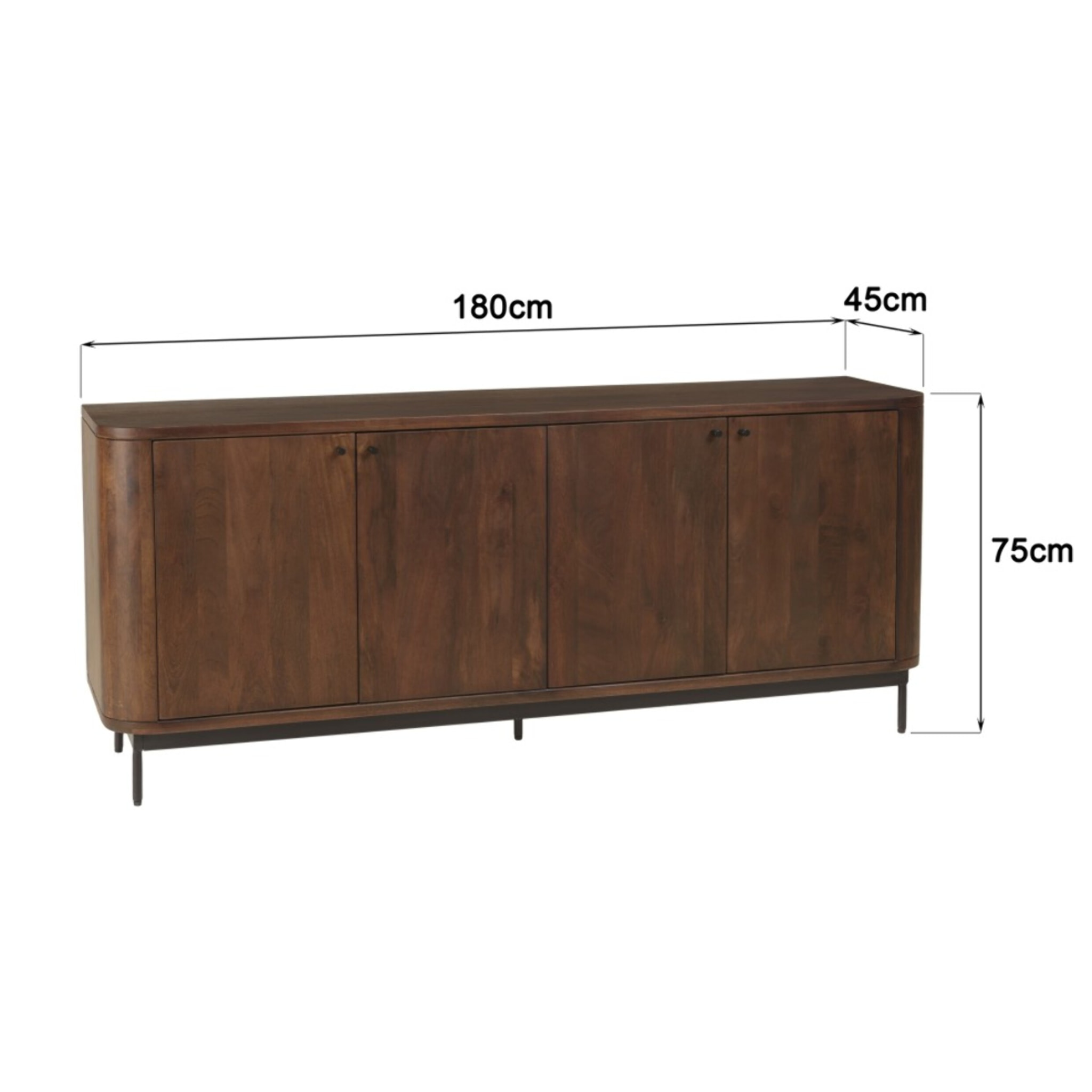 ALIX - Buffet design bois foncé et métal noir 4 portes ALIX