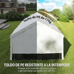 Carpa para Fiesta 4x6 m, Carpa de Jardín con Estructura Acero Galvanizado, Laterales Extraíbles, 2 Puertas con Cremallera, 6 Ventanas, UPF30+, Cenador Gazabo para Boda, Eventos, Gris y Blanco