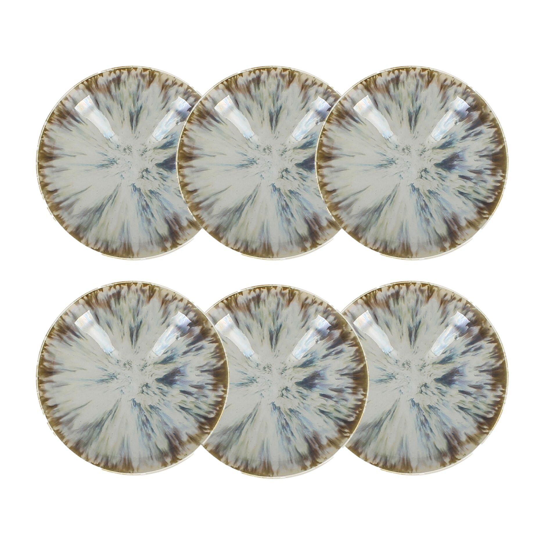 Lot de 6 assiettes creuses abstraites en porcelaine 21cm MAKA