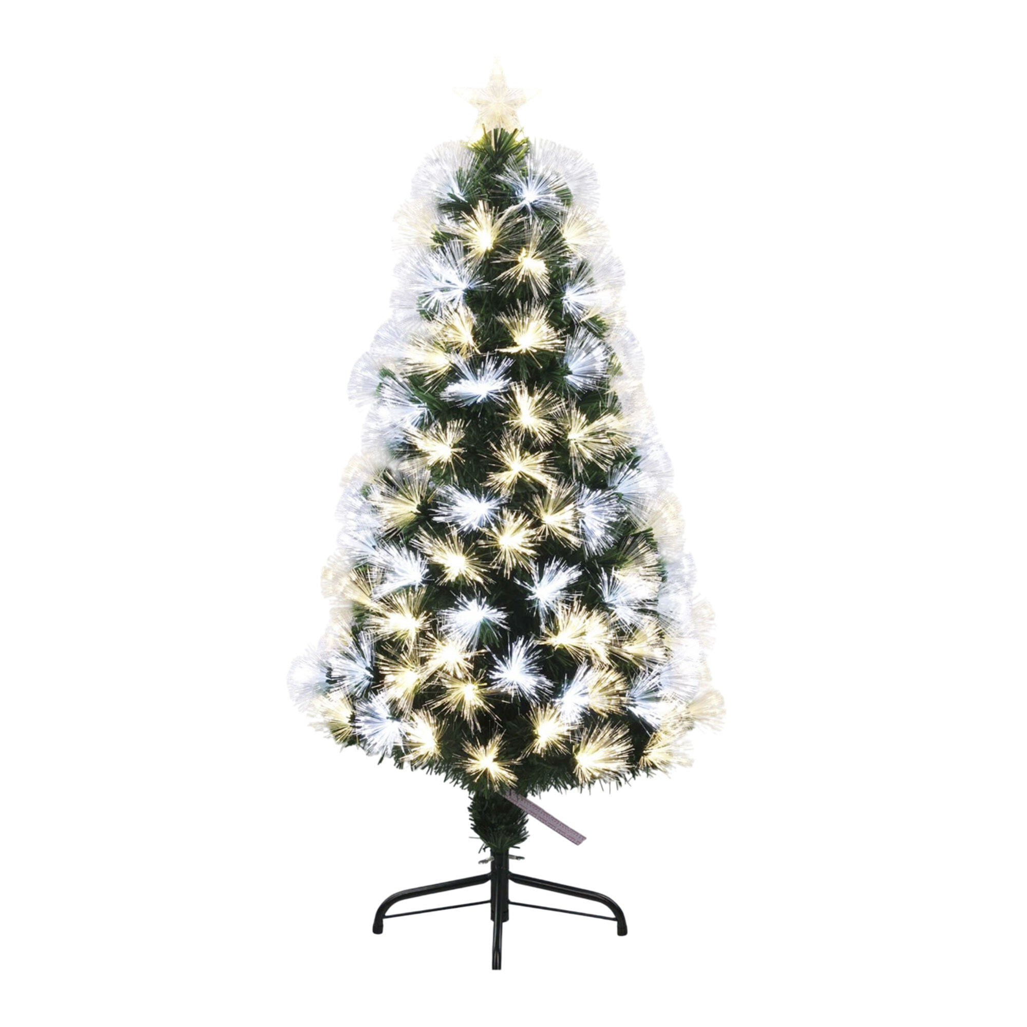 Árbol de navidad de fibra óptica con 135 luces led blanco y blanco cálido y 8 funciones de color h.120cm