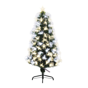 Árbol de navidad de fibra óptica con 135 luces led blanco y blanco cálido y 8 funciones de color h.120cm