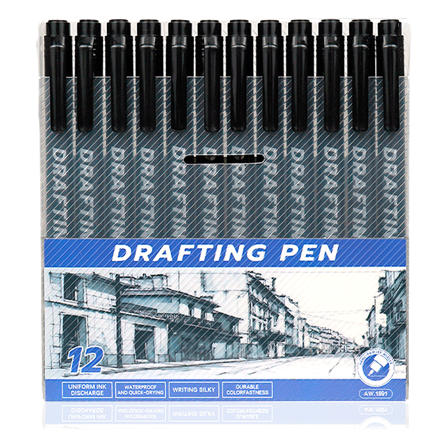 Pennarelli Fineliner con Punte Assortite, 12 Penne Micro Liner Nere (da 0,2 mm a 3 mm), Penne per Disegno Tecnico, Penne per Illustrazione