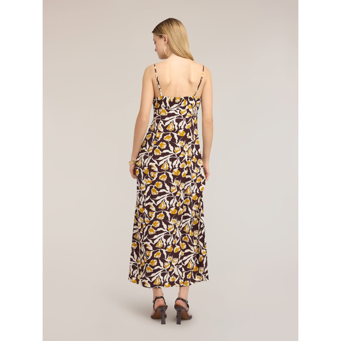 Motivi - Vestido largo de viscosa con estampado - Marrón
