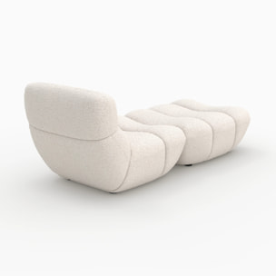 Ensemble fauteuil et pouf en tissu bouclé blanc - Teddy