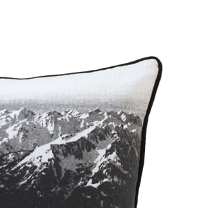 Coussin déhoussable en coton recyclé imprimé au recto/verso - Noir