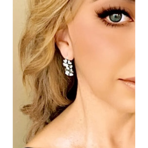 Pendiente doble flor Cristal Sw plata 925 10µ