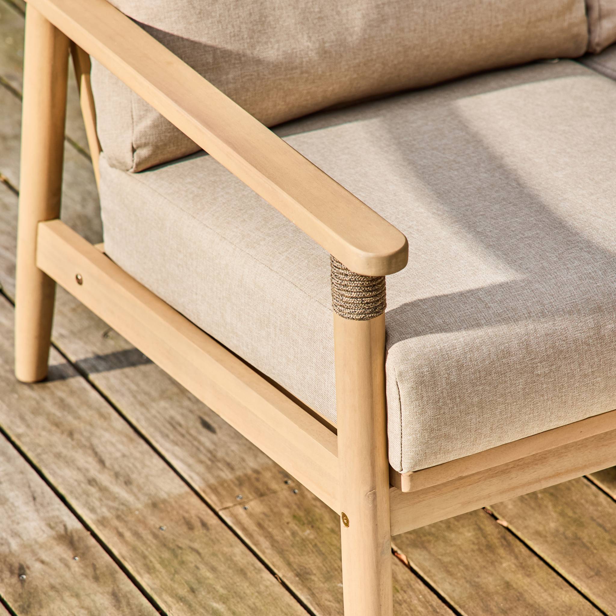 Salon de jardin bois d'acacia et cordes 4 places LAZULI