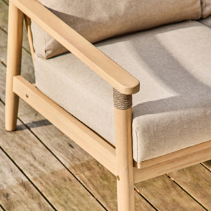 Salon de jardin bois d'acacia et cordes 4 places LAZULI