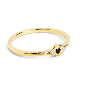 Anillo Ojo de Horus Plata Baño Oro