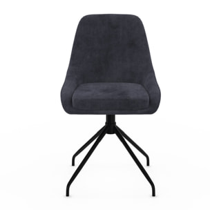 Chaises Olivia pivotantes en velours et pieds métal - Gris anthracite