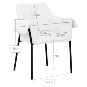 Chaise avec accoudoirs Bess Boucle crème Kare Design