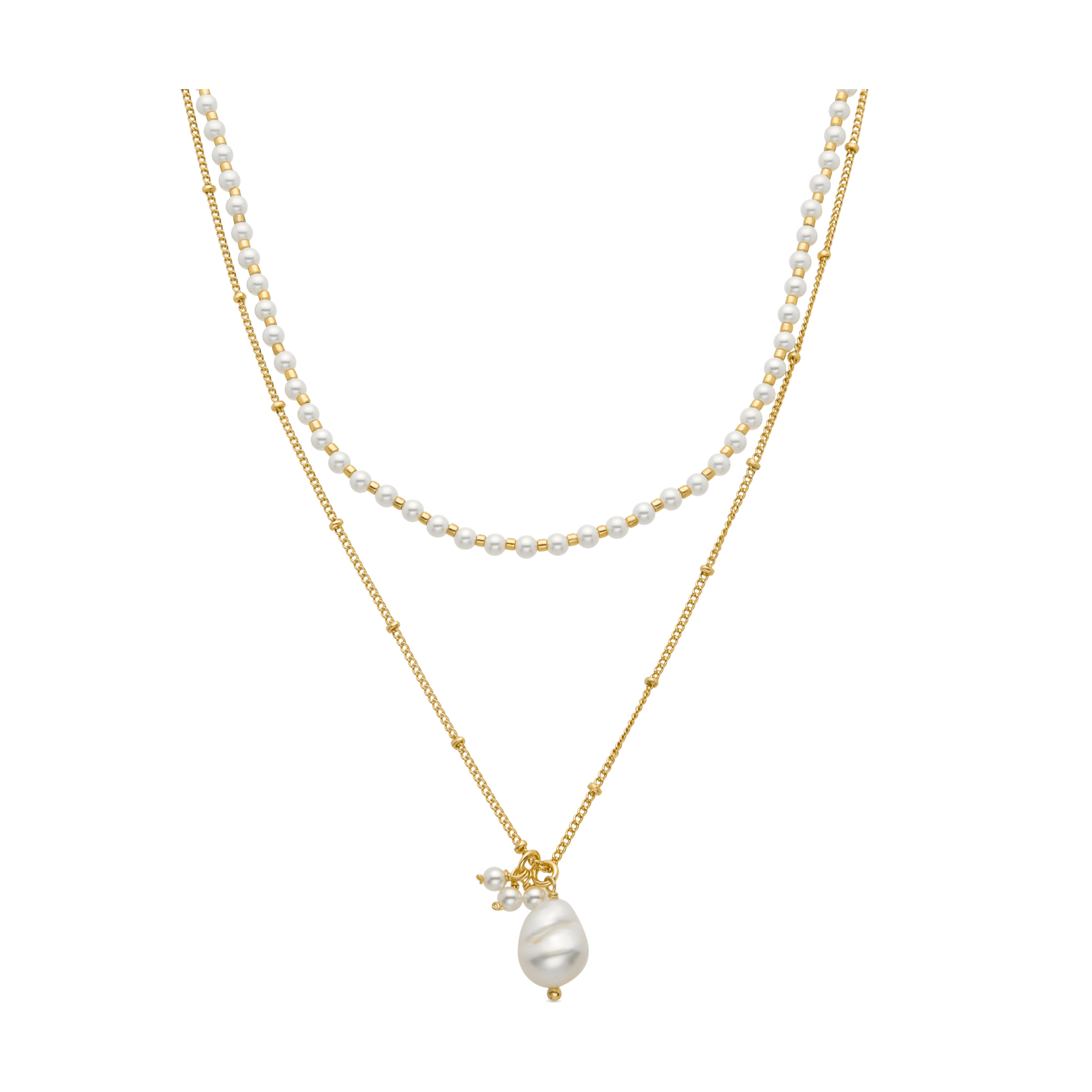 Collar de Perla Blanca acabado en oro amarillo de 18k