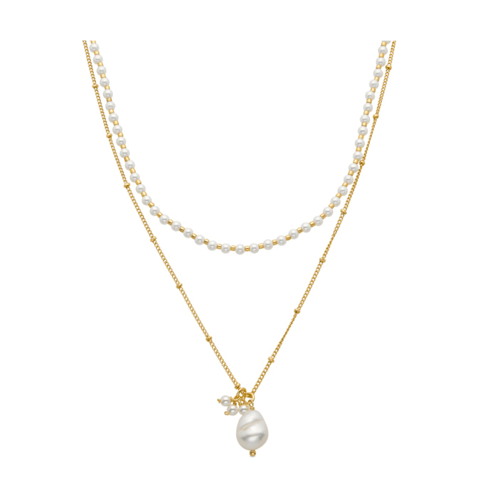 Collar de Perla Blanca acabado en oro amarillo de 18k