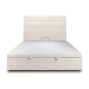 Lit avec sommier et tête de lit à lignes - Toile nattée au style contemporain - Adapté à tous les matelas, montage rapide - Lignes élégantes - Grand Rangement