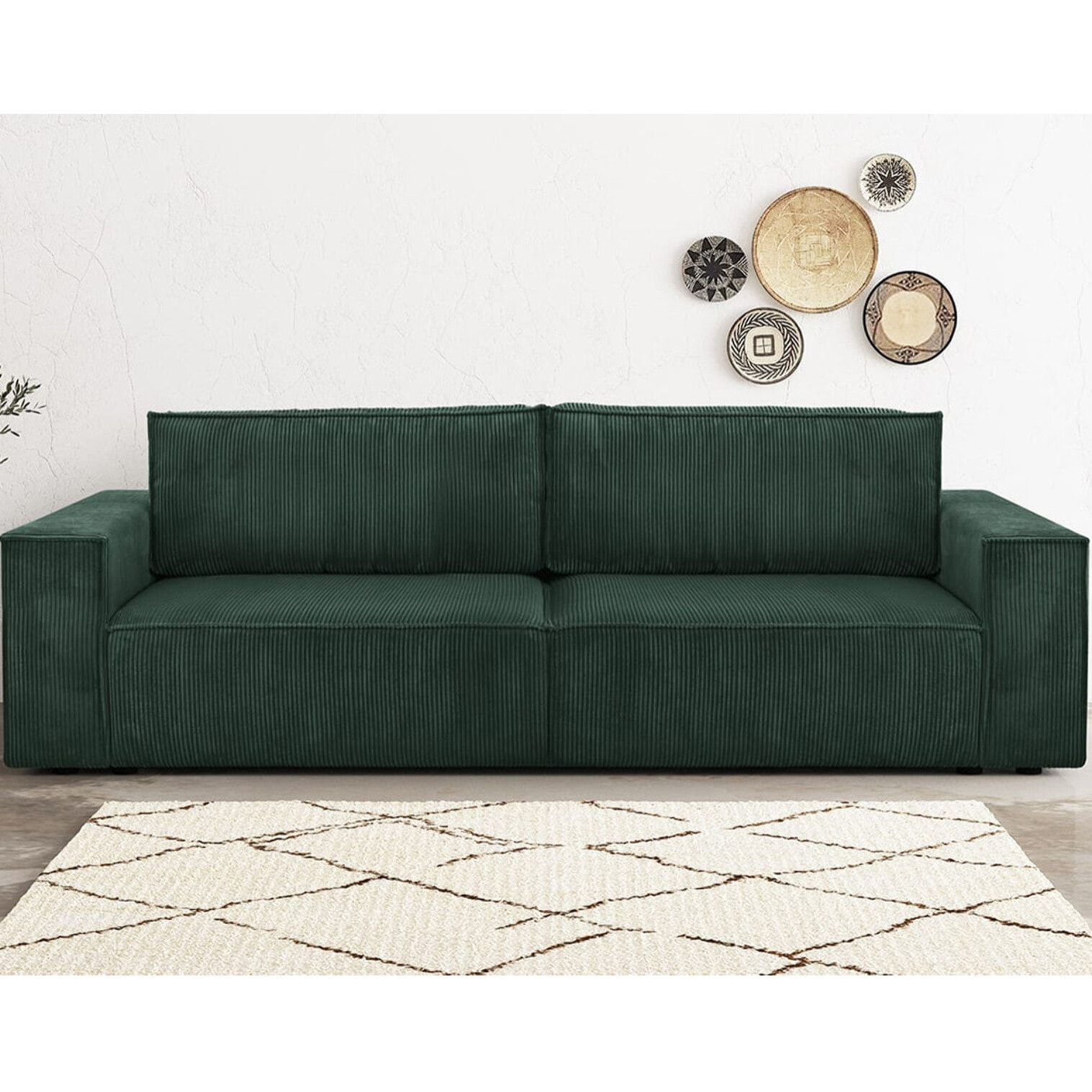 Canapé convertible 3 places en velours côtelé - HARPER