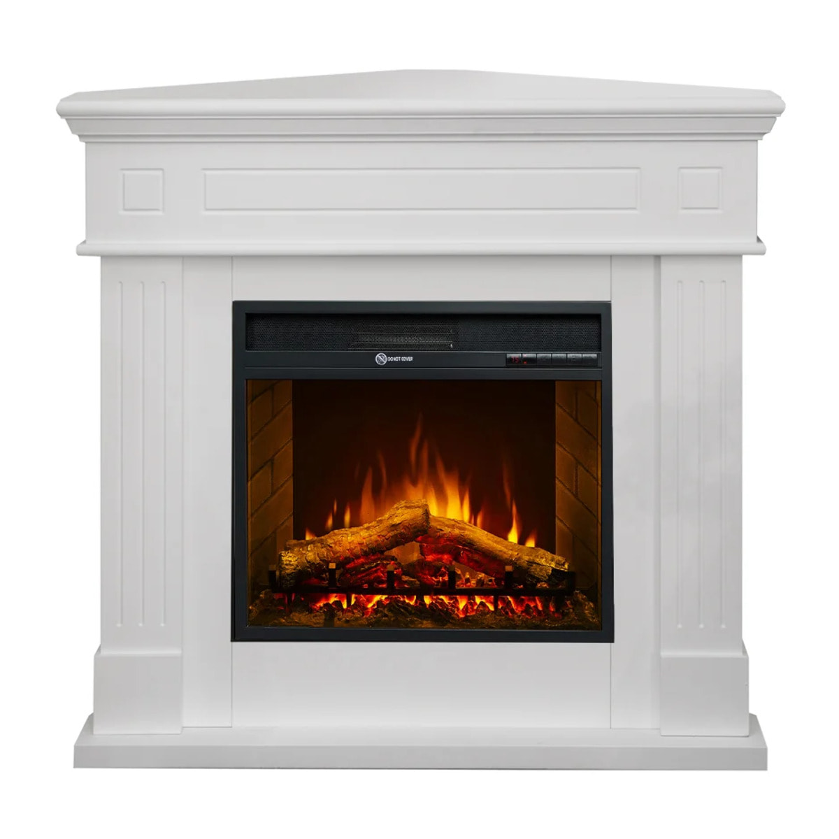 Ford - Camino Elettrico da Terra ad Angolo con Effetto Fiamma 110x102x63 cm in Legno Bianco