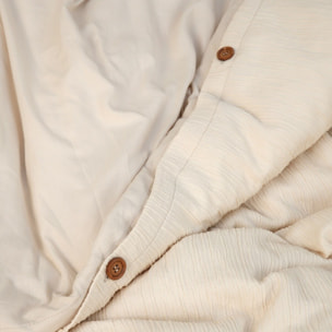 Parure housse de couette gaze de microfibre ecru naturel