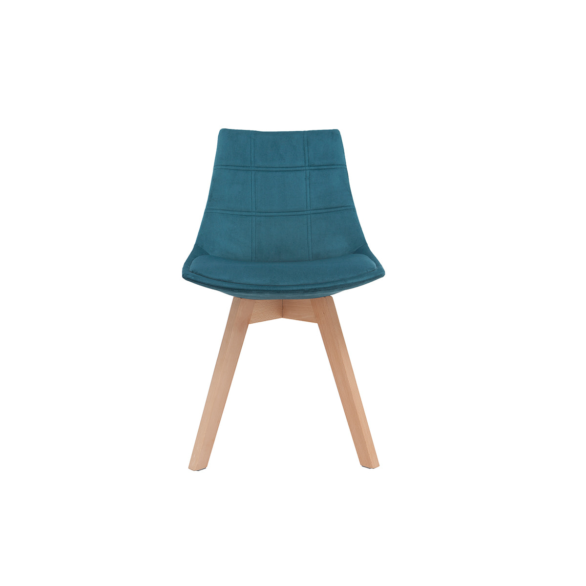 Chaises scandinaves en tissu velours bleu pétrole et bois clair (lot de 2) MATILDE