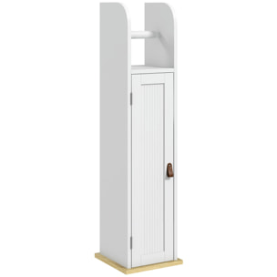 Columna de Baño Armario de Baño con Compartimento Abierto Puerta 2 Estantes Ajustables y Portarrollo Estilo Moderno 20x20x80 cm Blanco