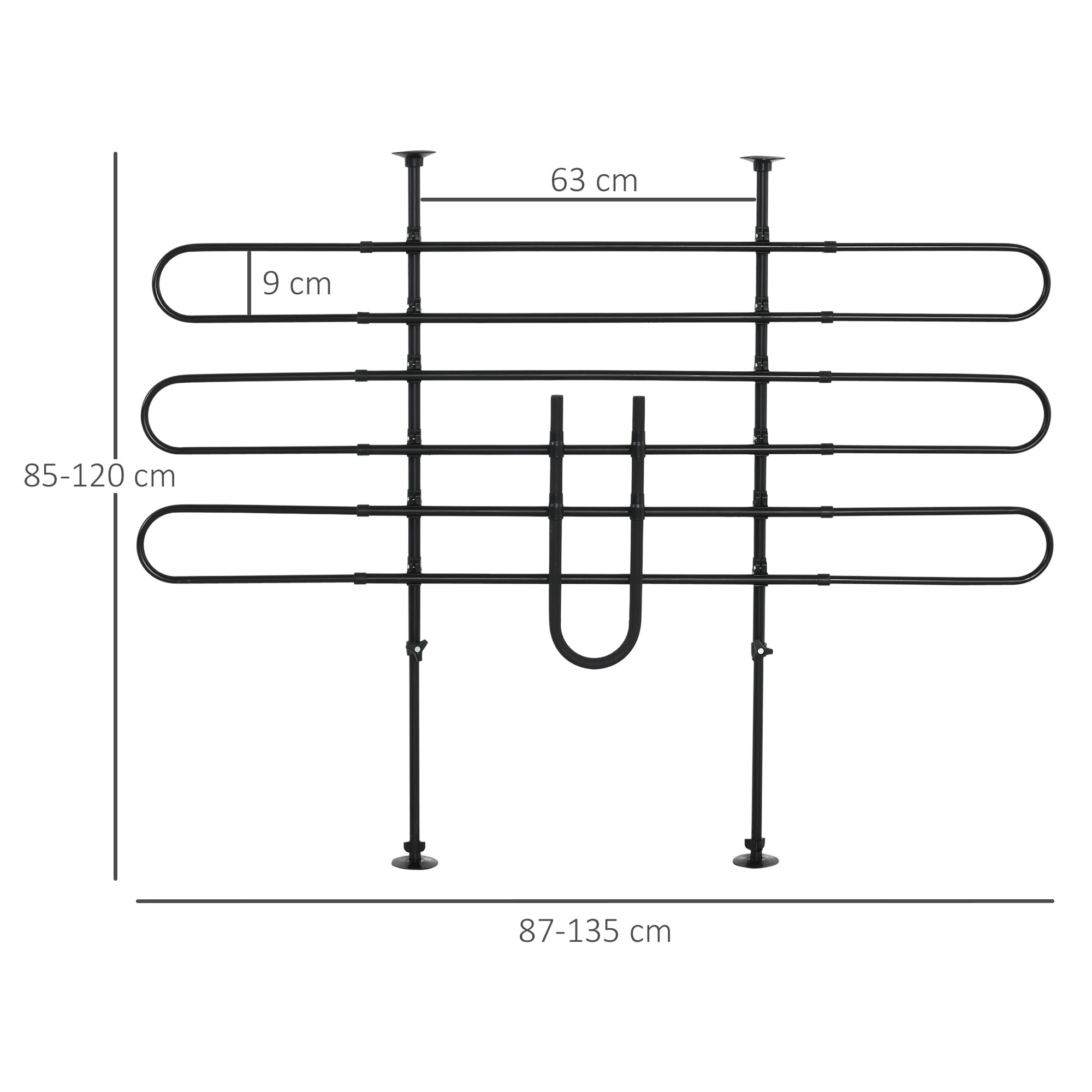 Grille de séparation extensible voiture barrière de sécurité barre réglable pour chien acier noir