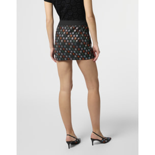 PHILIPP PLEIN Mini Skirt Multicolor Monogram Strass