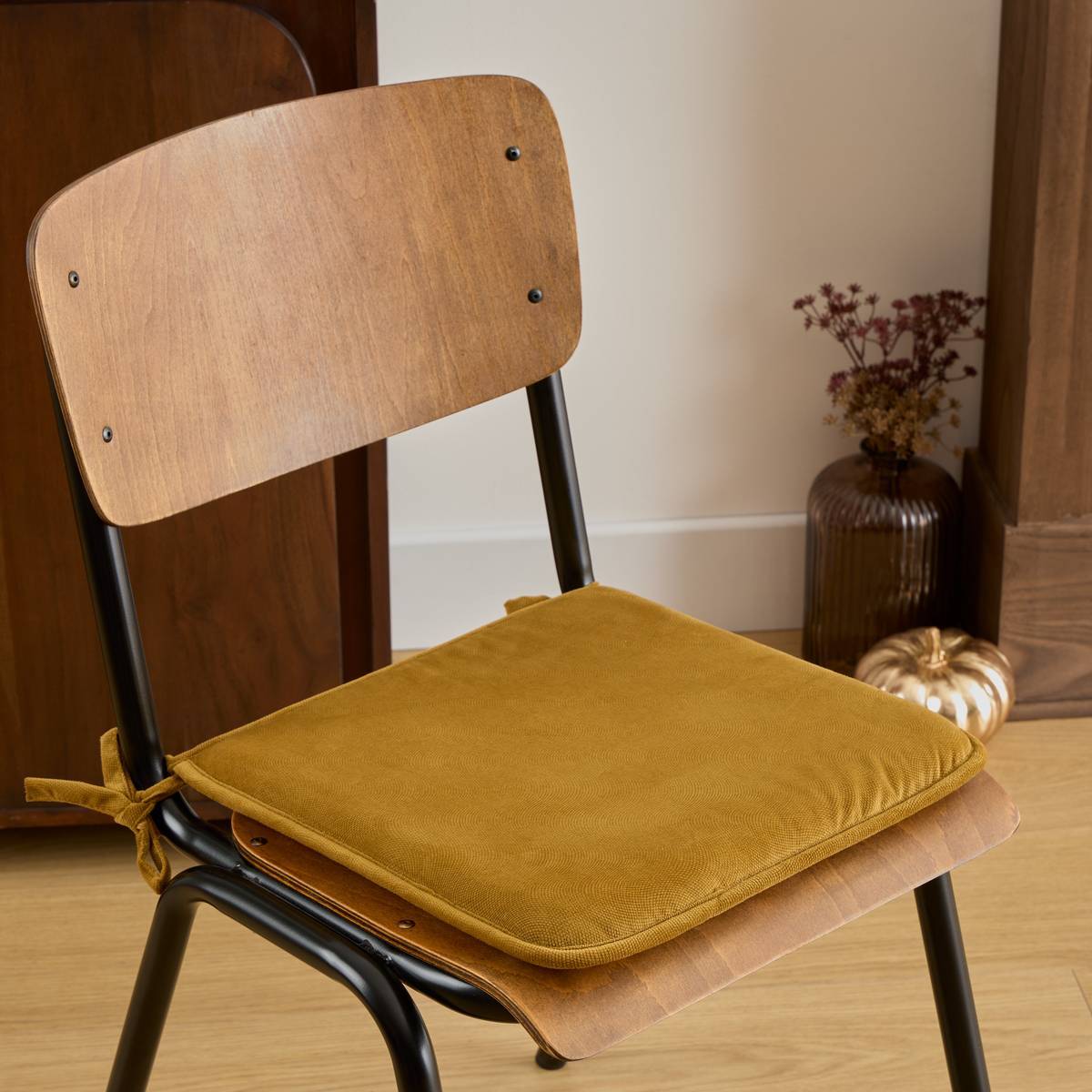 Galette de chaise Lilou mordoré 38x38cm