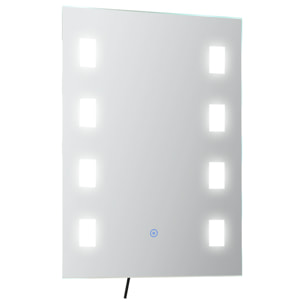 Espejo de Baño con Luz LED 14,5 W 70x50 cm Espejo para Baño con Función de Antivaho Marco de Aluminio Interruptor Táctil y Luces Blanco Frío Plata
