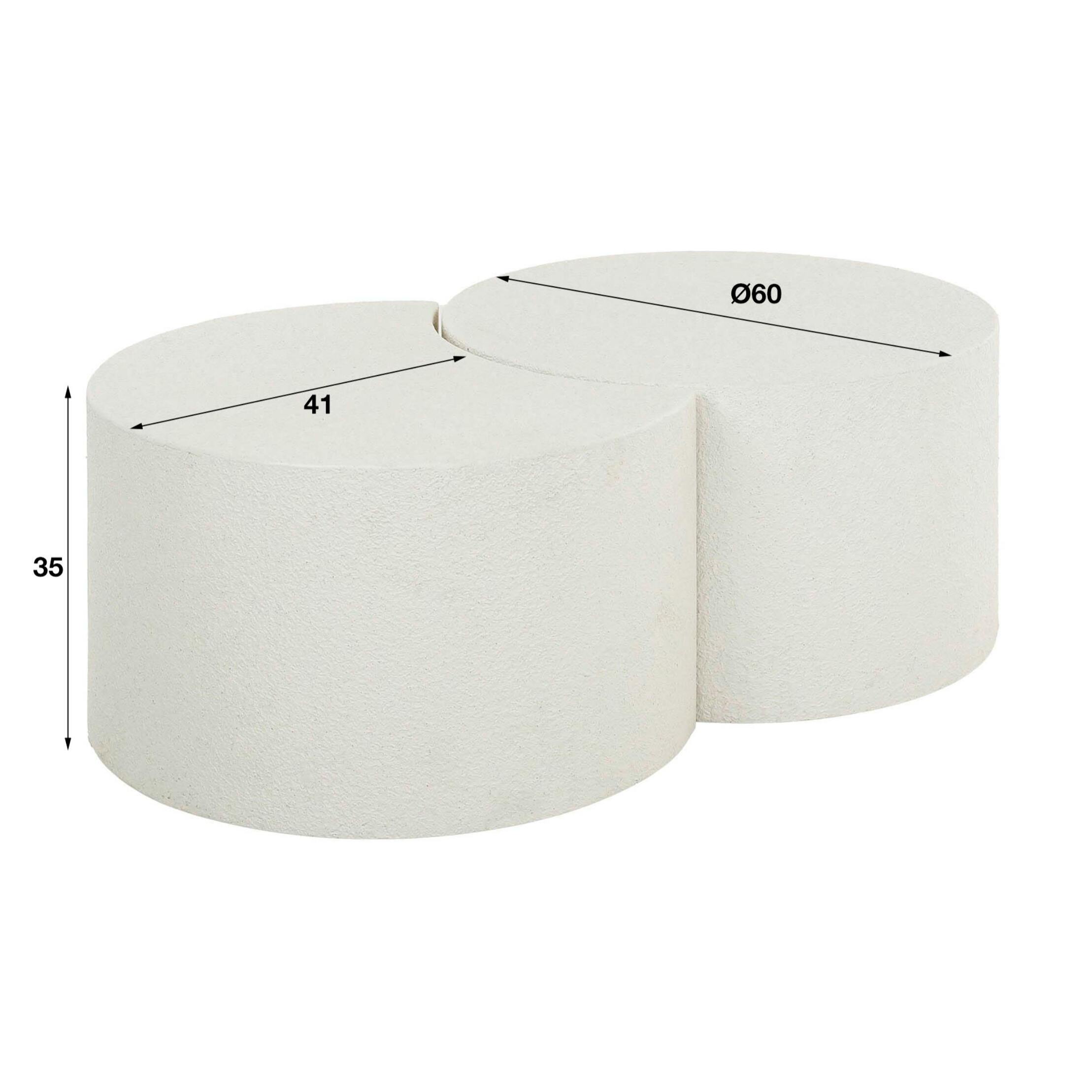 Table basse blanche en marbre composite forme lune (lot de 2) TAJ