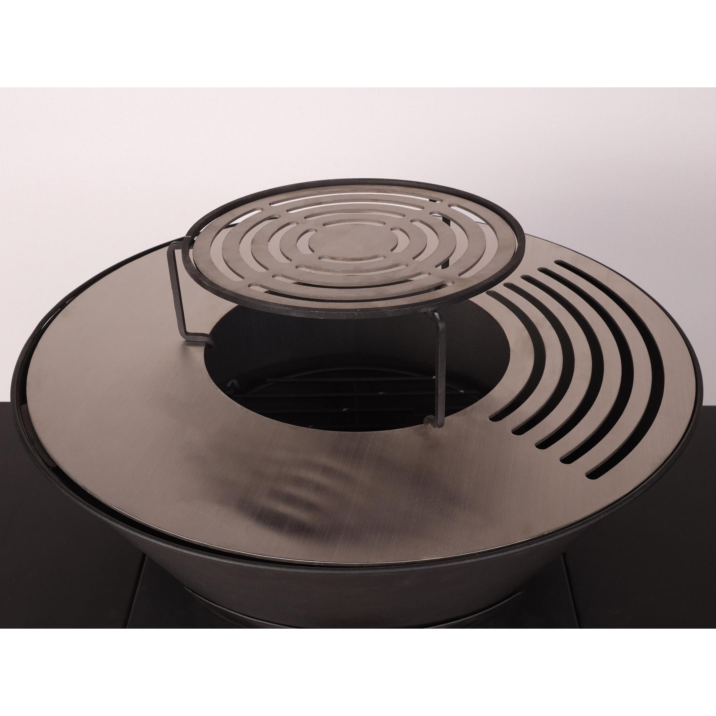 Barbecue avec plaque ronde, grill et support